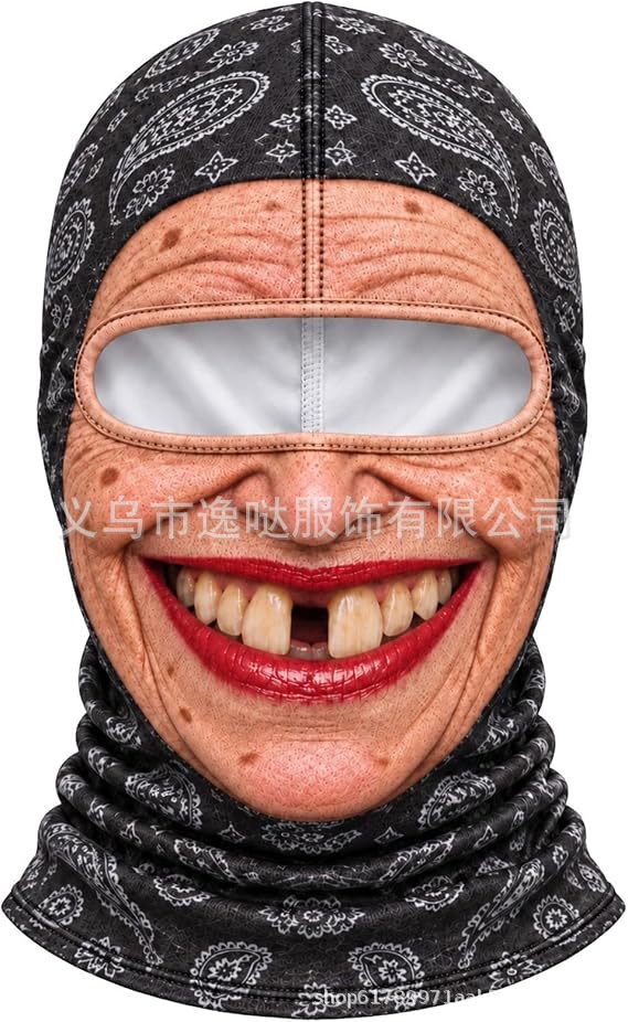 Balaclava ski mask with funny face print