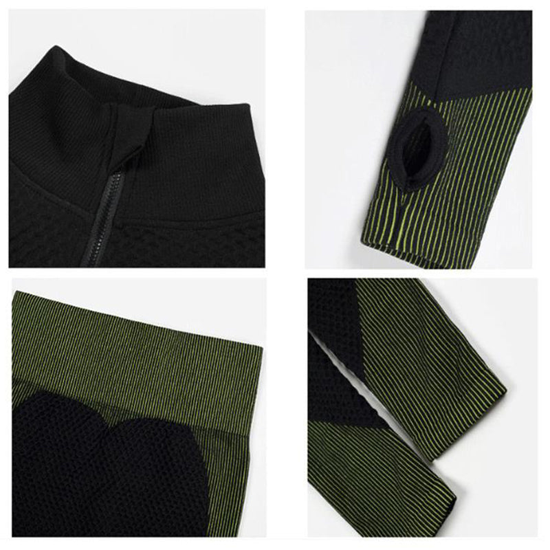 Woman wearing three-piece seamless gym set