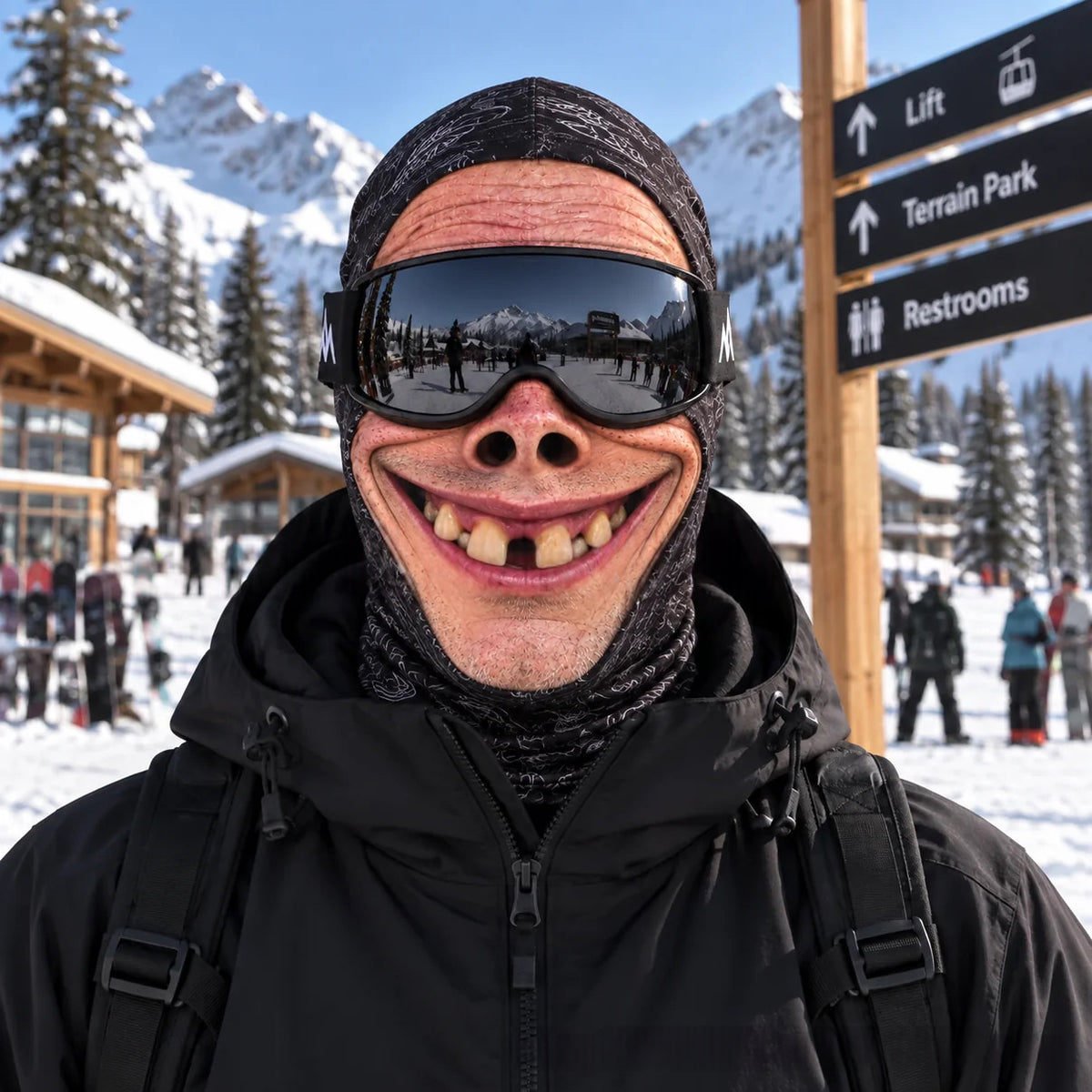 Balaclava ski mask with funny face print
