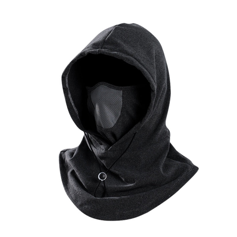Black fleece balaclava with mesh panel