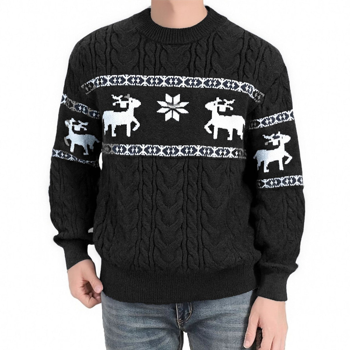 Man wearing a reindeer Christmas jumper