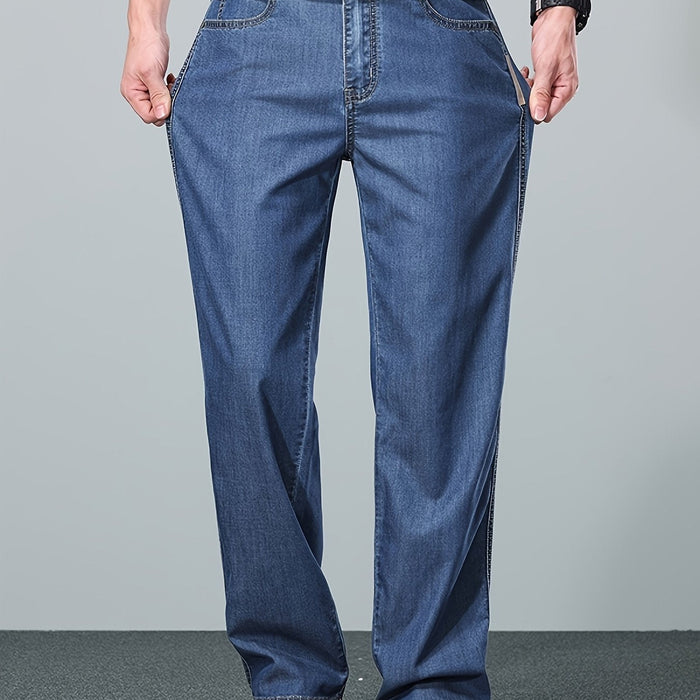 Men's Relaxed Straight-Leg Jeans Mid Rise Five-Pocket