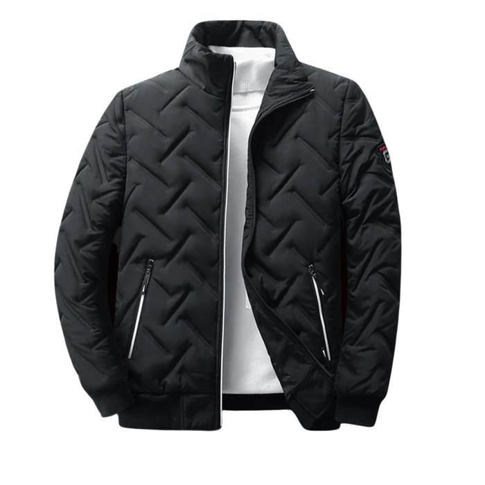 Men's Quilted Bomber Jacket Water-Resistant Stand Collar