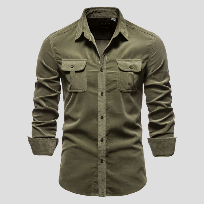 Men's Utility Shirt Long Sleeve Button-Down with Chest Pockets
