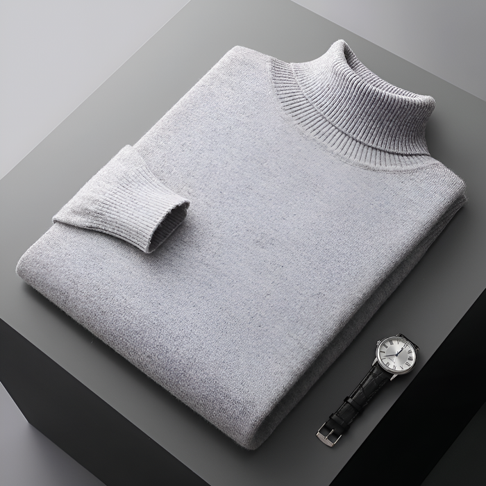 Men's Ribbed Turtleneck Jumper with Long Sleeves