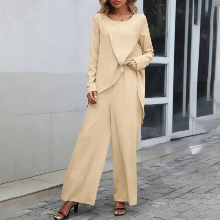 Women's Two-Piece Set Asymmetric Top Wide-Leg Trousers