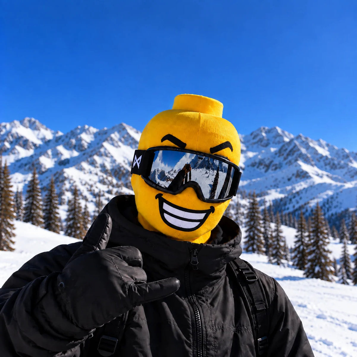 Knitted balaclava with printed smile