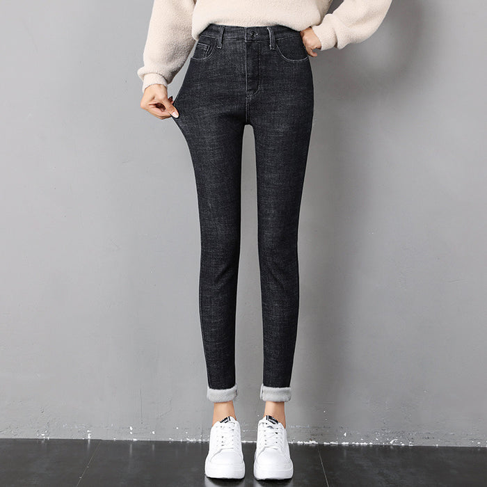 Phoebe | Fleece-lined skinny jeans with high waist