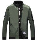Man wearing a reversible bomber jacket