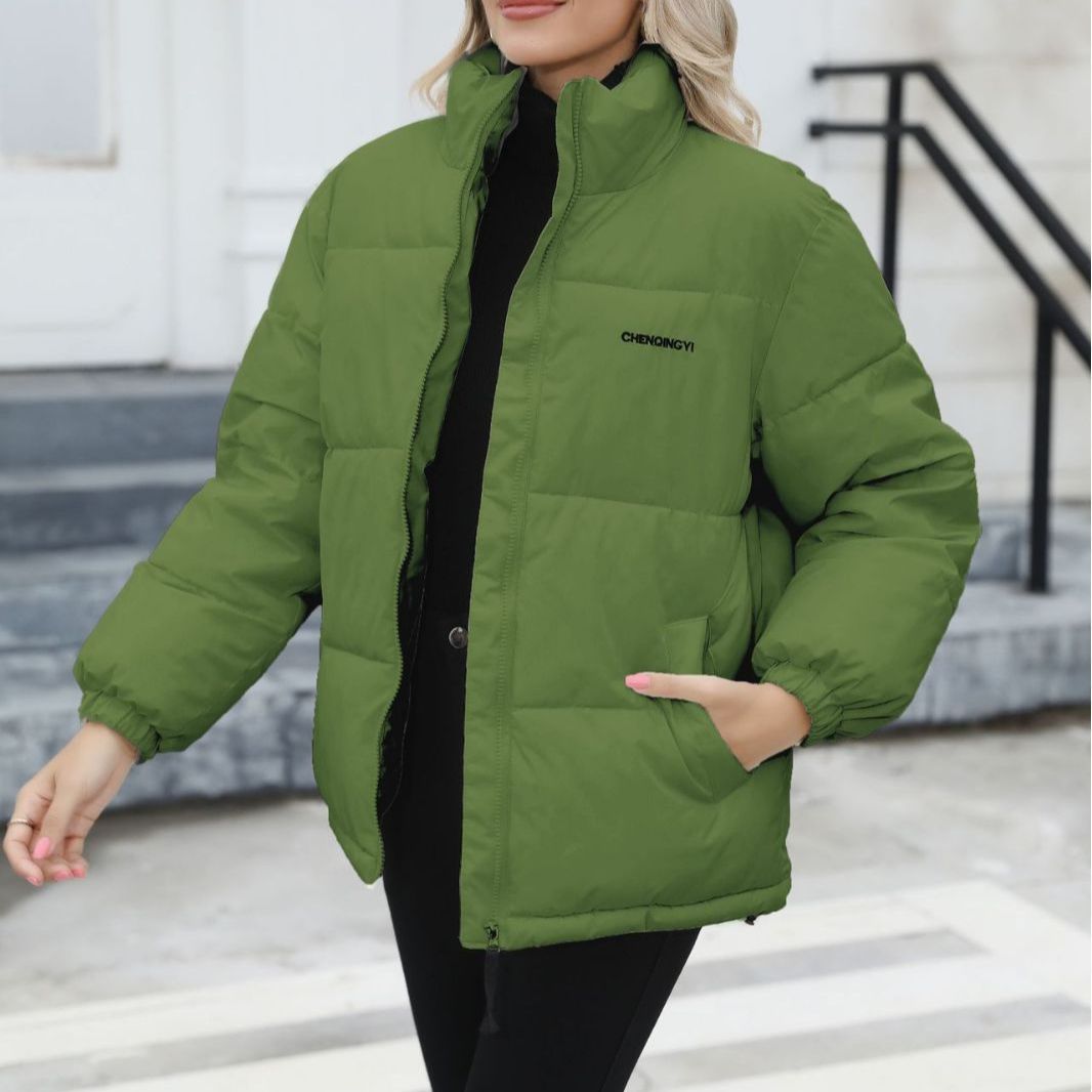 Woman wearing a padded puffer jacket