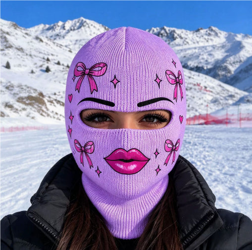 Knitted balaclava with printed smile