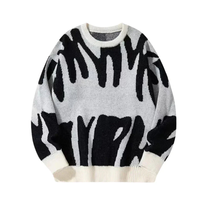 Men's Crew Neck Knit Jumper with Abstract Pattern