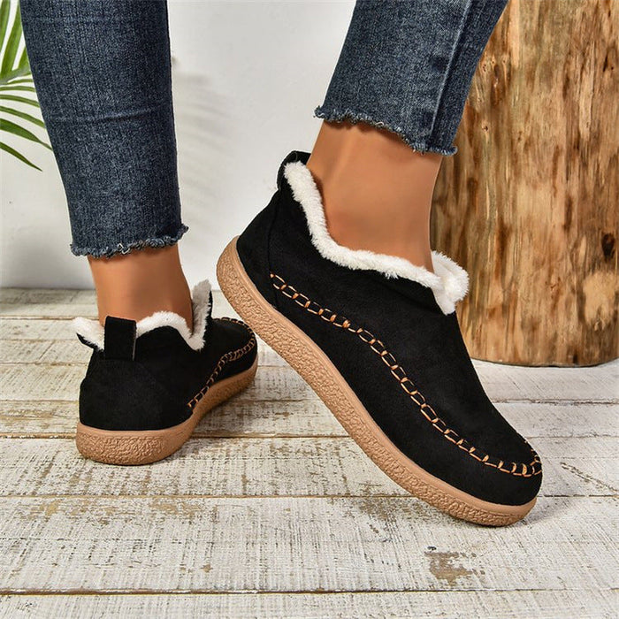 Women's Slip-On Ankle Boots with Faux Fur Lining