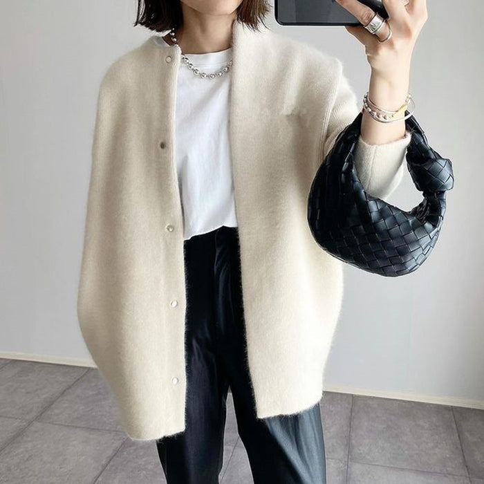 Harriet | Long fuzzy knit cardigan with button front