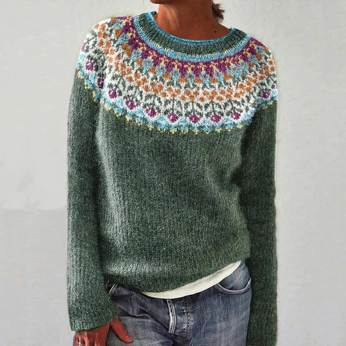 Women's Fair Isle Yoke Jumper with Long Sleeves