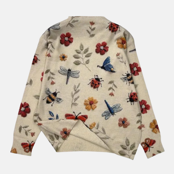 Women's Embroidered Floral Jumper with 3D Botanical Design