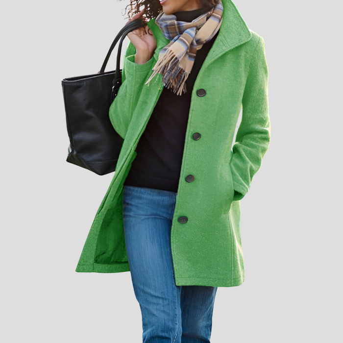 Women's Button-Front Coat with Notch Collar