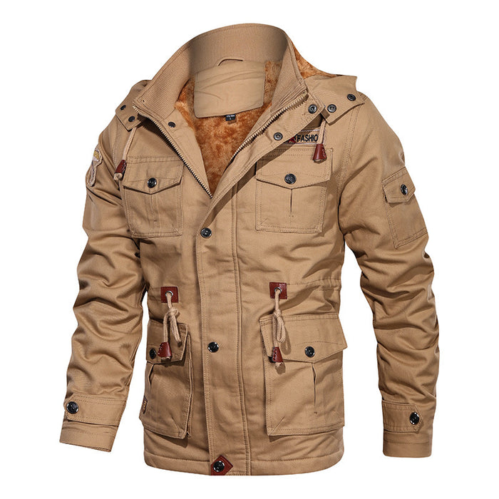 George | Men's hooded military-style jacket with fleece lining