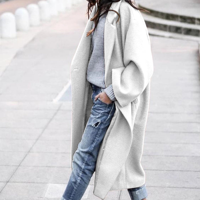 Harriet | Long oversized lapel coat with pockets