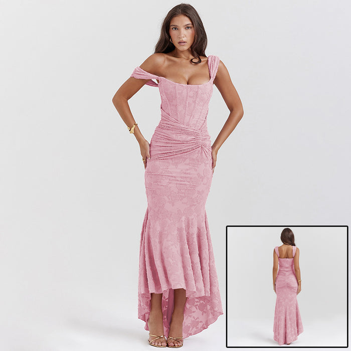 Phoebe | Off-shoulder ruched maxi dress with mermaid hem