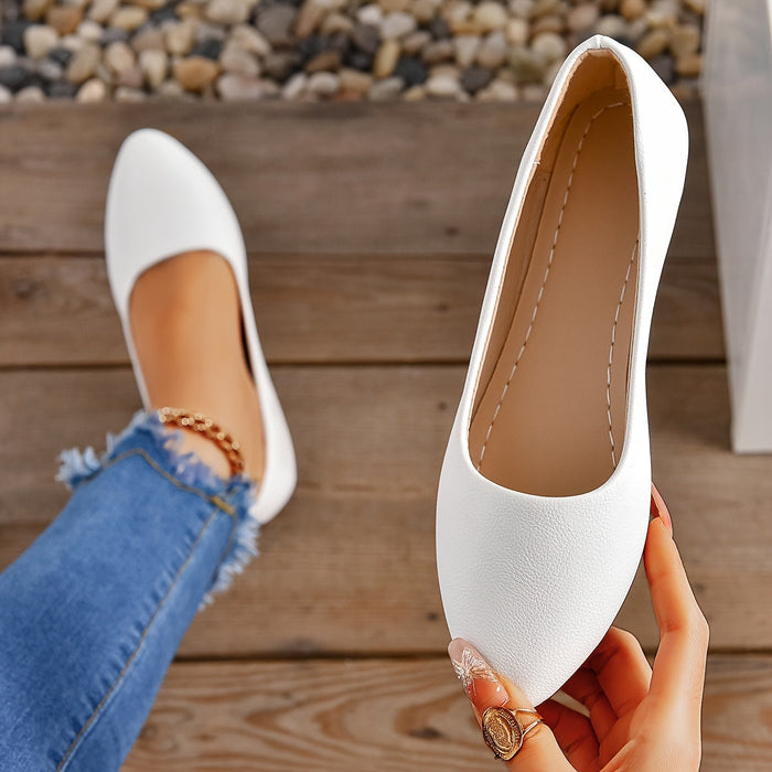 Women's Pointed Toe Ballet Flats with Slip-On Design