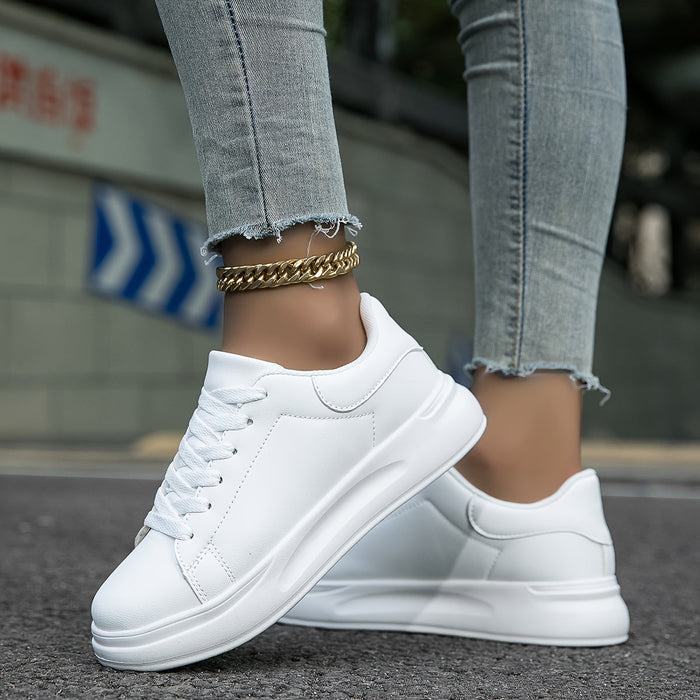 Women's Platform Trainers Lace-Up with Thick Sole