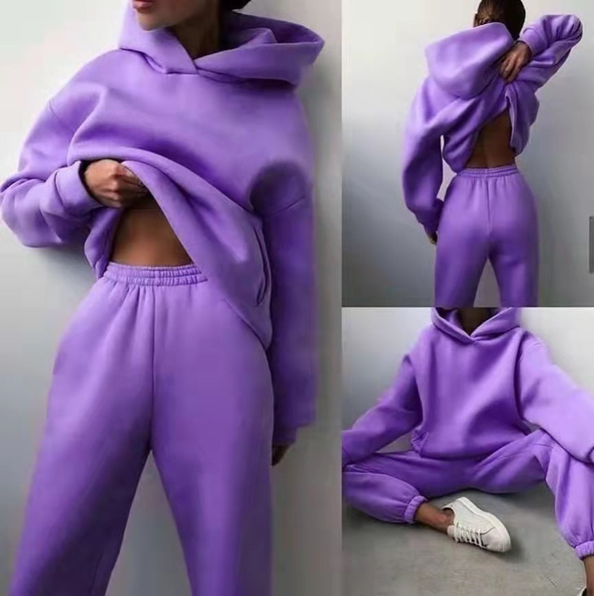 Woman in a hoodie and joggers tracksuit
