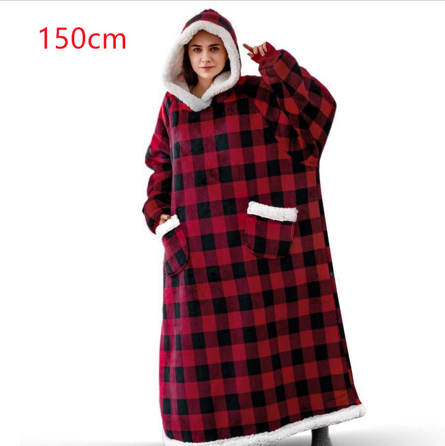 Oversized hoodie blanket with sherpa hood