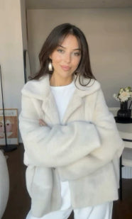 Millie | Loose plush teddy jacket with lapel collar
