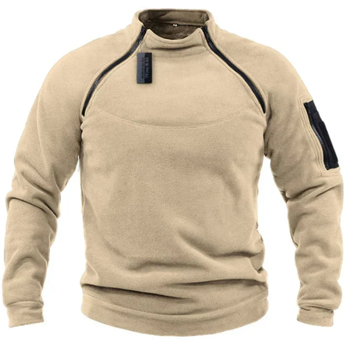 Men's Fleece Half-Zip Pullover with Contrast Trim