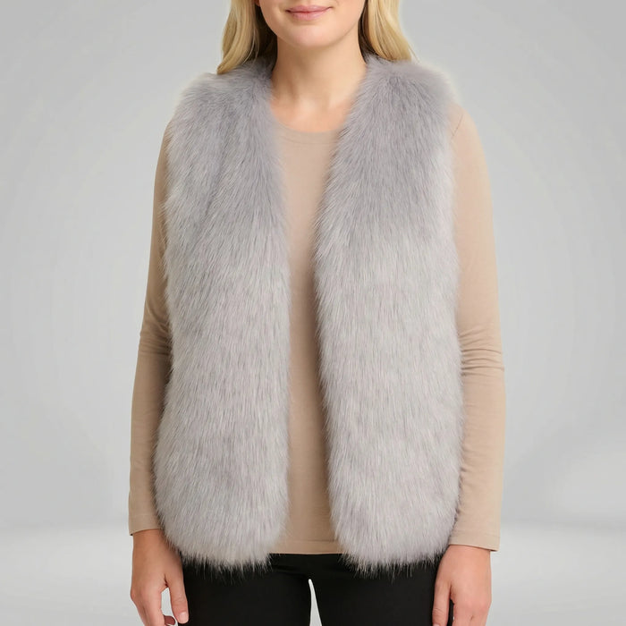 Women's Sleeveless Faux Fur Vest Open Front