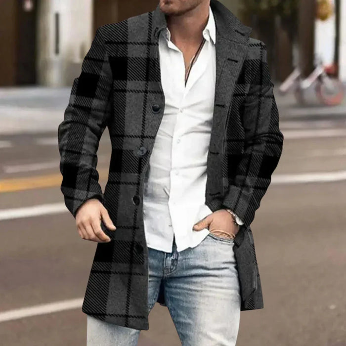 Men's Longline Blazer with Notched Collar and Button Front