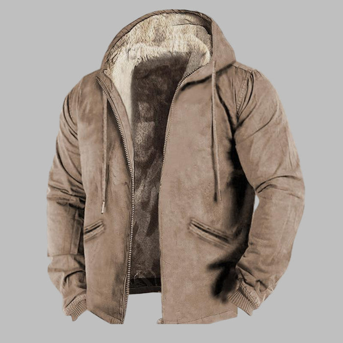 Men's Hooded Fleece-Lined Bomber Jacket Zip Front