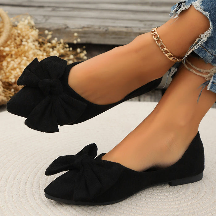 Women's Pointed Toe Ballet Flats with Bow Detail
