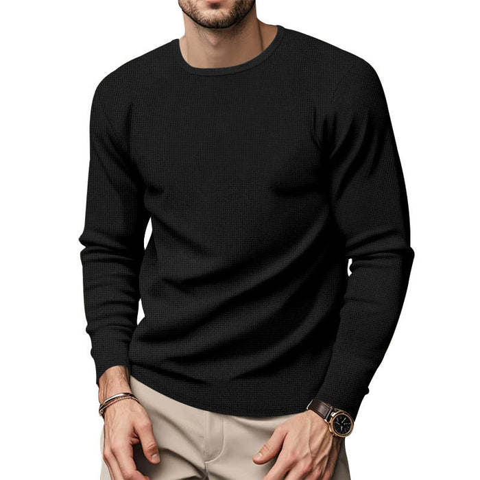 Men's Textured Crew Neck Long Sleeve Top