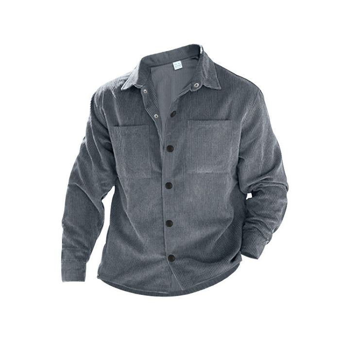 Men's Corduroy Shirt Jacket Button-Front with Chest Pockets