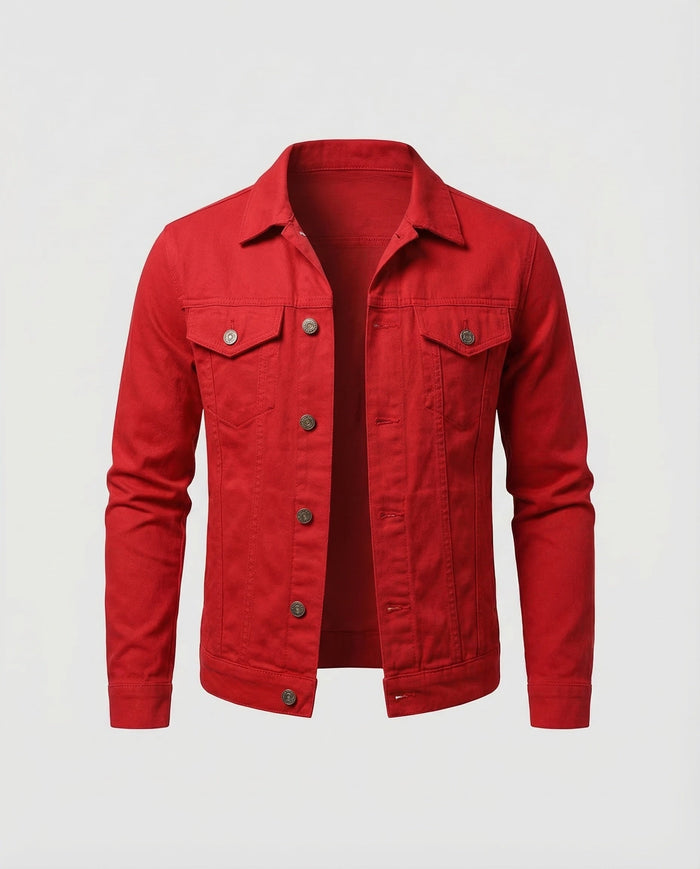 Men's Slim-Fit Jacket with Button Front and Chest Pockets