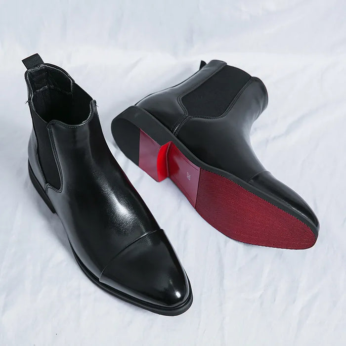 Women's Leather Chelsea Boots with Elastic Goring