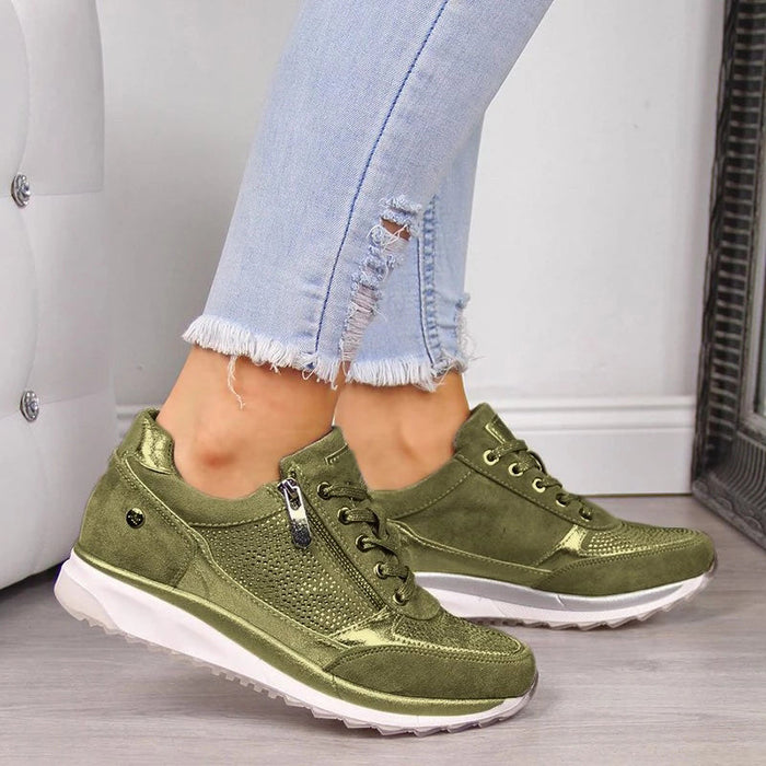 Women's Mesh Zip Trainers with Arch Support for Daily Wear