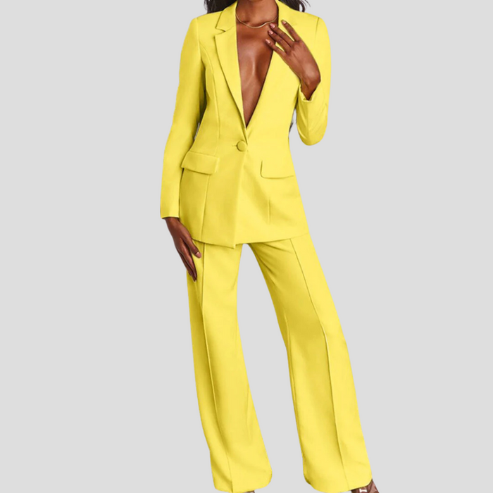 Women's Tailored Blazer and Trouser Set with Notch Lapel