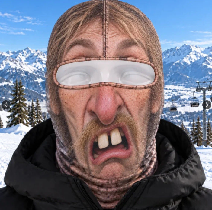 Balaclava ski mask with funny face print