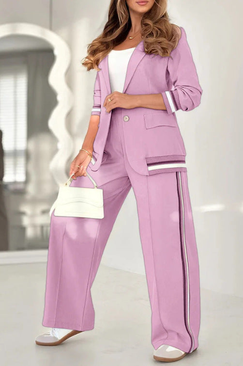 Woman in a two-piece trouser suit