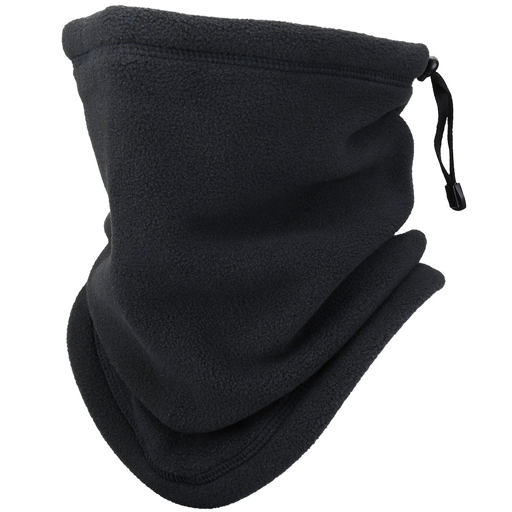 Black fleece neck warmer with toggle