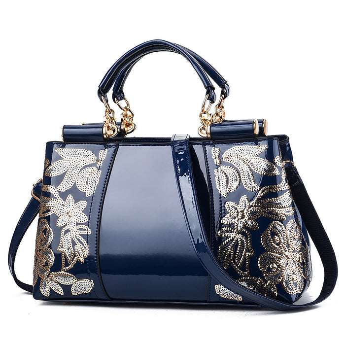 Imogen | Sequin embroidered patent handbag for parties