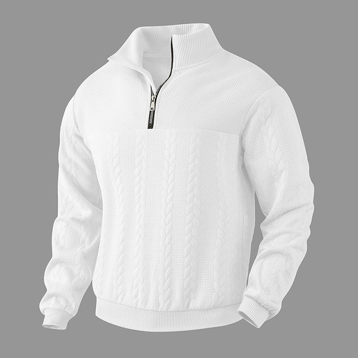 Oliver | Men's quarter-zip jacquard jumper with stand collar