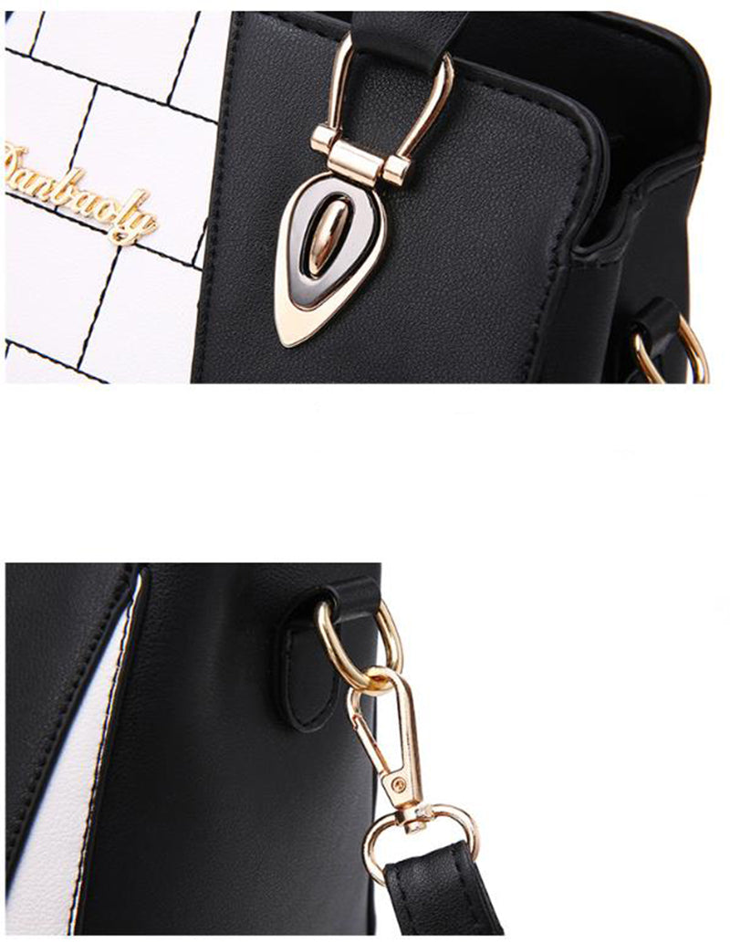 Two-tone handbag with pompom charm