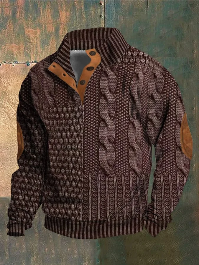 Men's Cable-Knit Half-Zip Jumper Funnel Neck