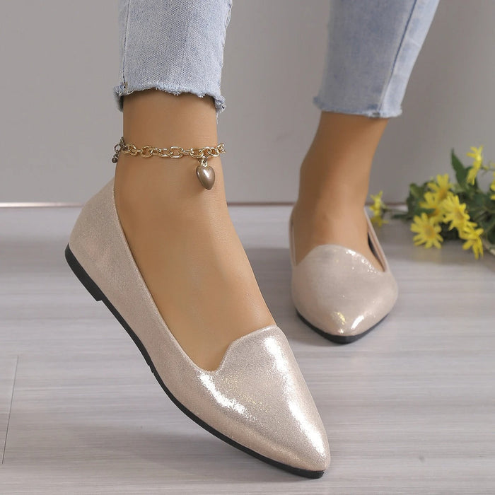Women's Pointed Toe Ballet Flats with Stretch Fit