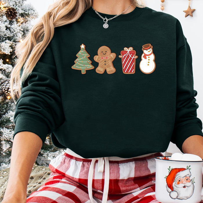 Women's Christmas Graphic Sweatshirt with Tree and Snowman