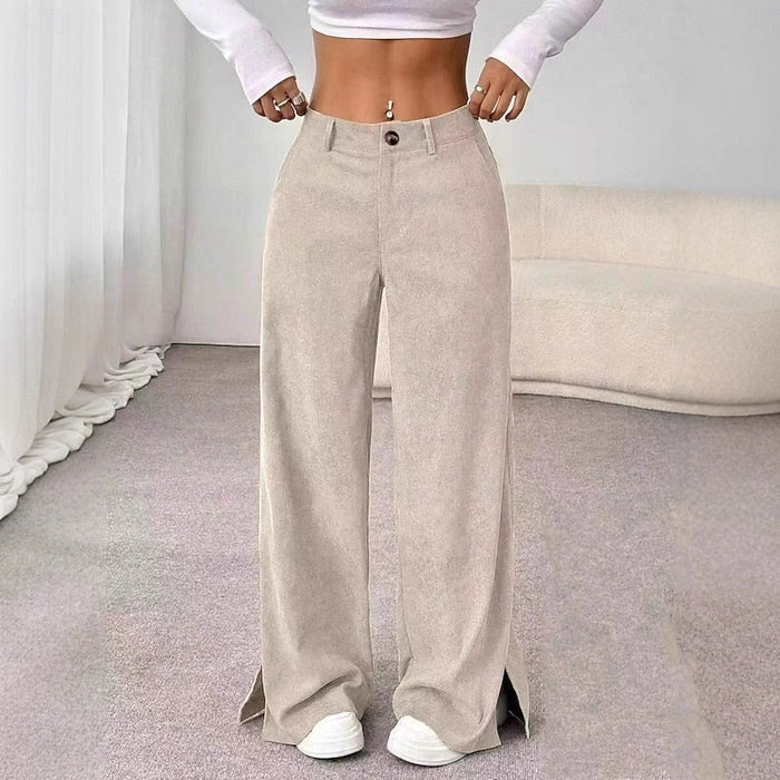 Women's High-Waist Wide-Leg Trousers with Button Closure